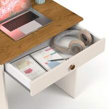 Desk Table For Computer Notebook Style 1 Drawer With Handle - Beige - View 3