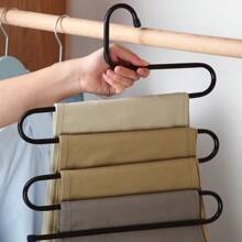 1Pc Stainless Steel Clothes Hanger, Creative S-Shaped Multifunctional Pants Rack, Wardrobe Storage Rack, Clothes Pants Storage Rack, Home Decoration Autumn Decoration Holiday Decoration Room Decoration-Black