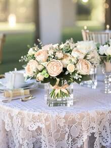 Buquê de Flores de Lótus Artificiais, Arranjo Floral Falso Realista, Elegante Casamento Buquê de Noiva, Flores de Mesa para Casa, Decoração de Centro de Mesa, Layout de Cenário