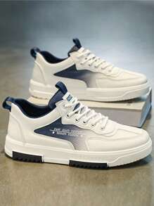Men's Skate Shoes Summer 2025 New Thick Bottom Incresing Height Non-Slip Wear-Resistant Knitted Mesh Breathable Anti-Sweat Anti-Odor Mid-Top Round Toe Lace-Up Ombre Letter Soft Comfortable Men Casual Sport Shoes Simple Elegant Youth Campus Style Daily Commute Versatile Comfortable Outdoor Men Walking Shoes Classic Campus Versatile Skateboarding Shoes