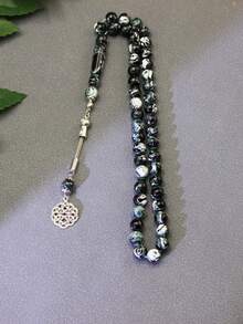 1pc Classic Ink Floral Pattern Resin Bracelet, Suitable For Men's Daily Wear - Beads - View 15