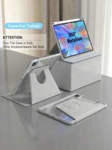 Rotating Case Compatible With IPad 5th/6th/7th/8th/9th/10th/11th Gen, Mini 6th/7th Gen, Air 1st/2nd/3rd/4th/5th/11-In.(M2)/11-In.(M3)/13-In.(M2)/13-In.(M3) Gen, Pro 12.9-In. (3rd/4th/5th/6th Generation) With Built-In Apple Pencil Holder, 360 Degree Rotation Protective Stand Cover Clear Back, Auto Wake/Sleep-Grey