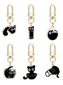 1 Stück Süßer Schlüsselanhänger aus Zinklegierung mit Katzen-Design, niedliches ausgelassenes Kätzchen Anhänger Accessoire für alle Jahreszeiten