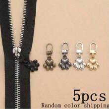 1/3/5/10/15PCS Removable Zipper Puller Replacement Metal Zipper Puller Slide Repair Kit, Flower Shaped Metal Zipper Set - Sewing Zipper Repair Kit, Metal Replacement Removable Zipper Head, Universal Design And Size Instant Zipper Repair Kit.