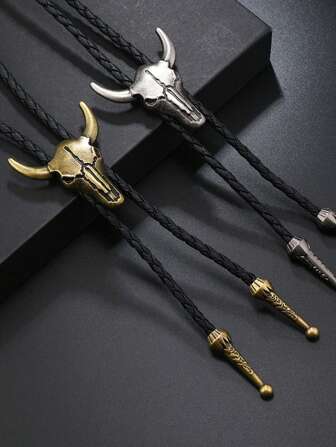 1 Piece Set For Men And Women Bolo Tie Rodeo Cowboy Leather Bull Head Tie Western Necklace Clothing Accessories Suitable For Daily Matching Clothing