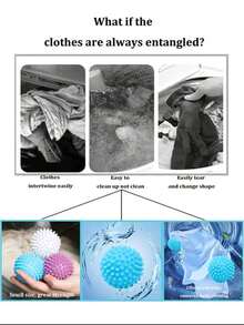 3个可重复使用洗衣球、洗衣机洗衣球、烘干球、衣物柔顺球、宠物毛发去除剂、除毛剂、洗衣机清洁球 - 提升洗衣体验、防缠结、减少皱纹、（蓝色、白色、紫色）、清洁用品、家用工具 - 洗衣球 - 查看 4