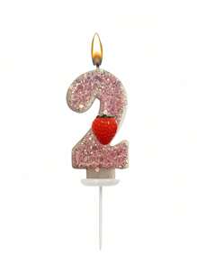 Velas numéricas criativas com tema de morango de 0 a 9, decoração com glitter misto, velas para bolo de aniversário, artigos para festas com atmosfera, adequadas para festas de aniversário, festa de revelação de gênero, festa de inauguração, festa de casamento, festa monocromática, noite das mulheres, festa temática de morango, itens essenciais para 1º a 100º aniversário