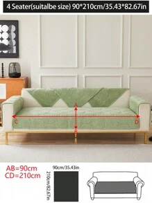 1pc Sofa Cushion Cover, Modern Minimalist Non-Slip Sofa Throw Blanket, All Season Machine Washable Dust-Proof Thick Plush Couch Cover, Green Living Room Decor Gift, Washable Non-Fading Soft Plush, Pet Friendly Fit L-Shaped Sofa And 1/2/3/4 Seats, Adjustable For Bedroom