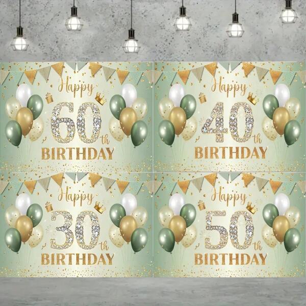 1 Stück Geburtstags-Partydekoration Hintergrundtuch, Happy 30./40./50./60. Geburtstag Fotohintergrund Banner, drinnen/Outdoor, Garten Wandbehang Dekoration