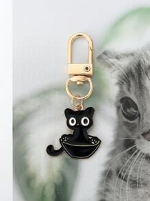 1 Stück Süßer Schlüsselanhänger aus Zinklegierung mit Katzen-Design, niedliches ausgelassenes Kätzchen Anhänger Accessoire für alle Jahreszeiten