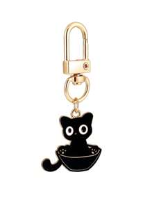 1 Stück Süßer Schlüsselanhänger aus Zinklegierung mit Katzen-Design, niedliches ausgelassenes Kätzchen Anhänger Accessoire für alle Jahreszeiten