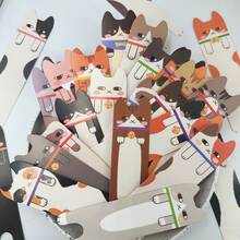 5件/10件/15件/20件/30件齐雨书签，30张卡通双面猫主题简约创意奇形书签，学生随机发货，返校