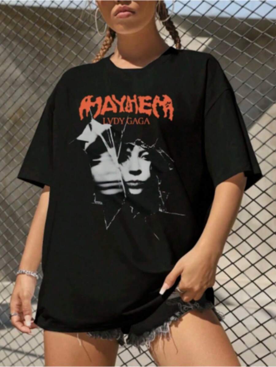 Vintage Album Mayhem Glass Pop Singer T-Shirt - Show Coming To Brazil RJ - màu đen - Xem 1