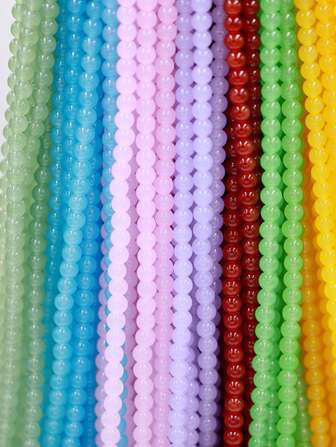 400pcs/Pack 6mm Plain Glass Beads For DIY Jewelry Making, Handcraft Bracelet & Necklace