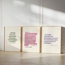 Ensemble de 3 tableaux muraux sur canevas avec versets, impression de citations modernes de Jésus, cadeau pour elle, affiche avec calligraphie des Corinthiens, cadeaux pour anniversaire, graduation, peinture sur canevas, décoration de bureau, œuvre d'art encadrée en option - 3 pièces/ensemble - Voir 1