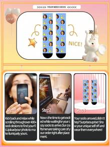 1 Pair Custom Face Socks, Custom Photo Sock, Custom Printed Socks, Personalized Funny Face Socks, Custom Picture Socks, Put Any Face On The Socks, Anniversary Gift, Valentine Gift, Birthday Gift, Wedding Gift