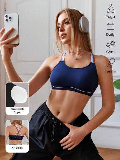 Multiple-Color Wire-Free Sports Bra With Criss-Cross Straps, Comfortable For Small-Busted Women