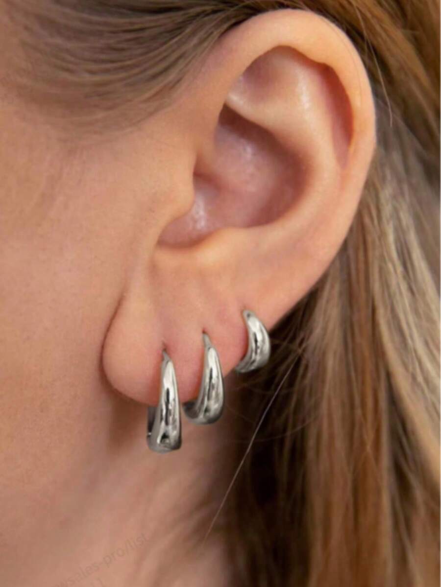 6 件简约铜几何金属耳环，适合女性日常佩戴和结婚礼物