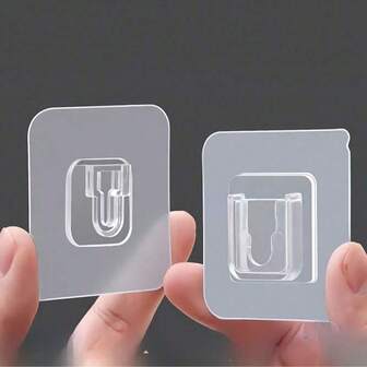 10 件/套粘性钩环扣件、衣架、无需钻孔强力亚克力壁挂式多功能家用收纳整理器