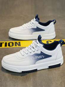 Men's Skate Shoes Summer 2025 New Thick Bottom Incresing Height Non-Slip Wear-Resistant Knitted Mesh Breathable Anti-Sweat Anti-Odor Mid-Top Round Toe Lace-Up Ombre Letter Soft Comfortable Men Casual Sport Shoes Simple Elegant Youth Campus Style Daily Commute Versatile Comfortable Outdoor Men Walking Shoes Classic Campus Versatile Skateboarding Shoes