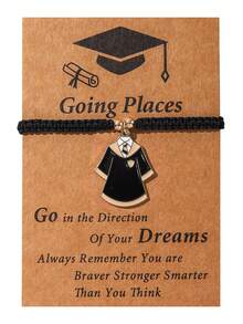 1 Set Of Creative Stainless Steel 2025 Graduation Cap, Bachelor's Uniform, Book Pendant, Bracelet, And Jewelry Set, Graduation Gift - Multicolor - View 13