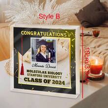 Customized Acrylic Photo Frame, Personalized Graduation Photo Frame, Acrylic Graduation Keepsake, High School And College Graduate Party Decoration Gift - Graduation Season Card Brick - View 3