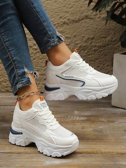 Women's Chunky Chunky Sneakers, Spring/Autumn New Arrivals Platform Waterproof Small White Shoes, Slimming Sports Shoes