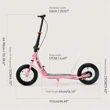 12" Heavy-Duty Scooter With Pneumatic Tyres, Dual Hand Brakes & Adjustable Handlebar – Large Non-Slip Deck Supports 100kg, Ideal For Teens Young Adults - 綠色 - 查看 8