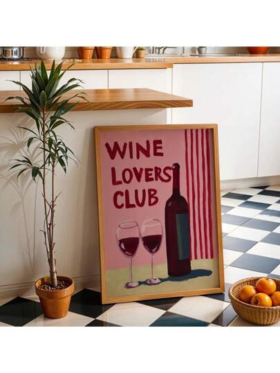 Decorazione per carrello bar del club degli amanti del vino, cartellone sul vino, opera d'arte murale moderna per cucina, regalo per amanti del vino, opera d'arte murale per galleria in cucina, pittura su tela, cartellone e stampe per decorazione parete del soggiorno, con cornice opzionale