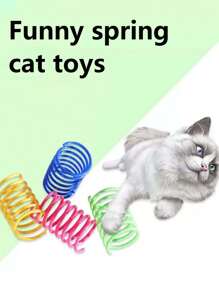 Juguete para gato que se juega solo, muelle de plástico de colores de rebote interactivo para gatos, suministros para gatos, juguetes de muelle espiral/papel arrugado para gatos, 2/4/8/10/12/14/20/30/40/50/60 piezas, juguetes creativos para matar el tiempo y mantener la salud, juguetes de plástico resistente de colores para golpear, morder, cazar, adecuados para gatitos, regalo de San Valentín para gatos/perros