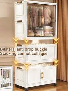 Armario plegable reforzado, gabinete de almacenamiento de ropa para dormitorio, gabinete de almacenamiento de botanas para casas de alquiler, estantería de almacenamiento misceláneo de varias capas