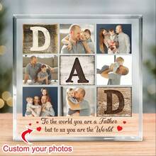 1pc Customized Acrylic Photo Frame, Personalized Dad Name Plate, Can Hold Photos, Father's Day Gift, Dad's Birthday Gift, Dad's Exclusive Customized Photo Plaque, Acrylic Desktop Decor, Kids' Gift For Dad, Dad's Office Decoration, Housewarming Living Room Decor, Home Gift. Multi-Functional, Decorative, Reusable, Exquisite & Fashionable, High Quality, Vibrant Colors, Modern Minimalist, Customizable, Personalized, Unique, Ideal Gift For Him
