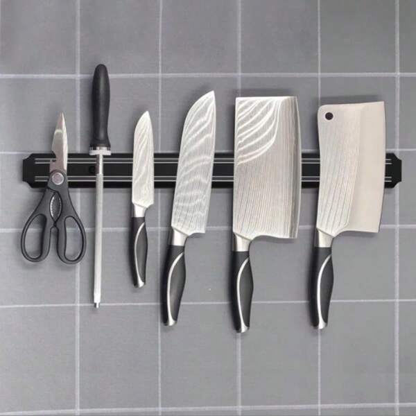 1pc Powerful Magnetic Kitchen Knife Wall-Mounted Storage Rack, Metal Knife Magnet ABS Knife Rack Kitchen Tool