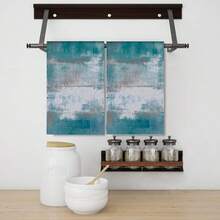 2/4pcs Set Teal & Gray Watercolor Print Kitchen Towels - Super Absorbent Double-Sided Plush, Dish Cloths For Cooking, Baking & Cleaning - Great Home Decor Choice 15.75inch*23.62inch/40cm*60cm