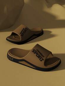 Unisex Letter Print Slides, Comfortable Wear-Resistant Odor-Resistant Fashion Slippers, Couple Indoor Bedroom Living Room Home Bathroom Shower Guest Slippers, Plus Size Men's Slippers - Multicolor - View 49