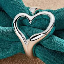 925 Sterling Silver Plated Heart Charm Ring For Women Wedding Engagement Fashion Jewelry