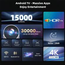 2025新款4K超高清5G投影仪，沉浸式家庭影院，支持安卓和苹果手机屏幕投屏，同屏直投，白墙1080P投影仪，家用KTV，可玩游戏、上网课，卧室宿舍投影仪，丰富的接口输入，内置安卓11系统，海量应用下载，内置音响系统，支持户外投影。