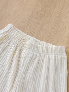 Girls Bubble Chiffon Patchwork Vintage Embroidered Trim Camisole Top & Bubble Chiffon Patchwork Vintage Embroidered Trim Pants - Apricot - View 8