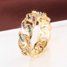 1pc Minimalist Chain Design Cubic Zirconia Women Ring - Multicolor - View 11