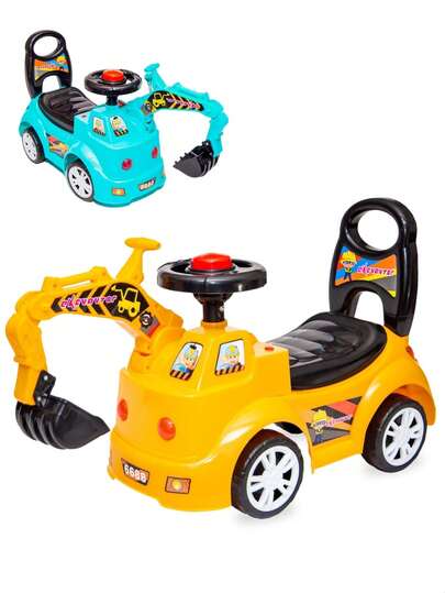 ATENTU Carrinho de Empurrar Andador Escavadeira Infantil Passeio Trator Gigante Criança