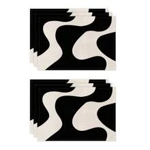 1pc/4pcs/6pcs Daily Use Decorative Placemats, Black And White Geometric Linen Placemats, Dirt-Resistant Placemats, Suitable For Home, Restaurant And Cafe, Dining Table Decor, Home Goods