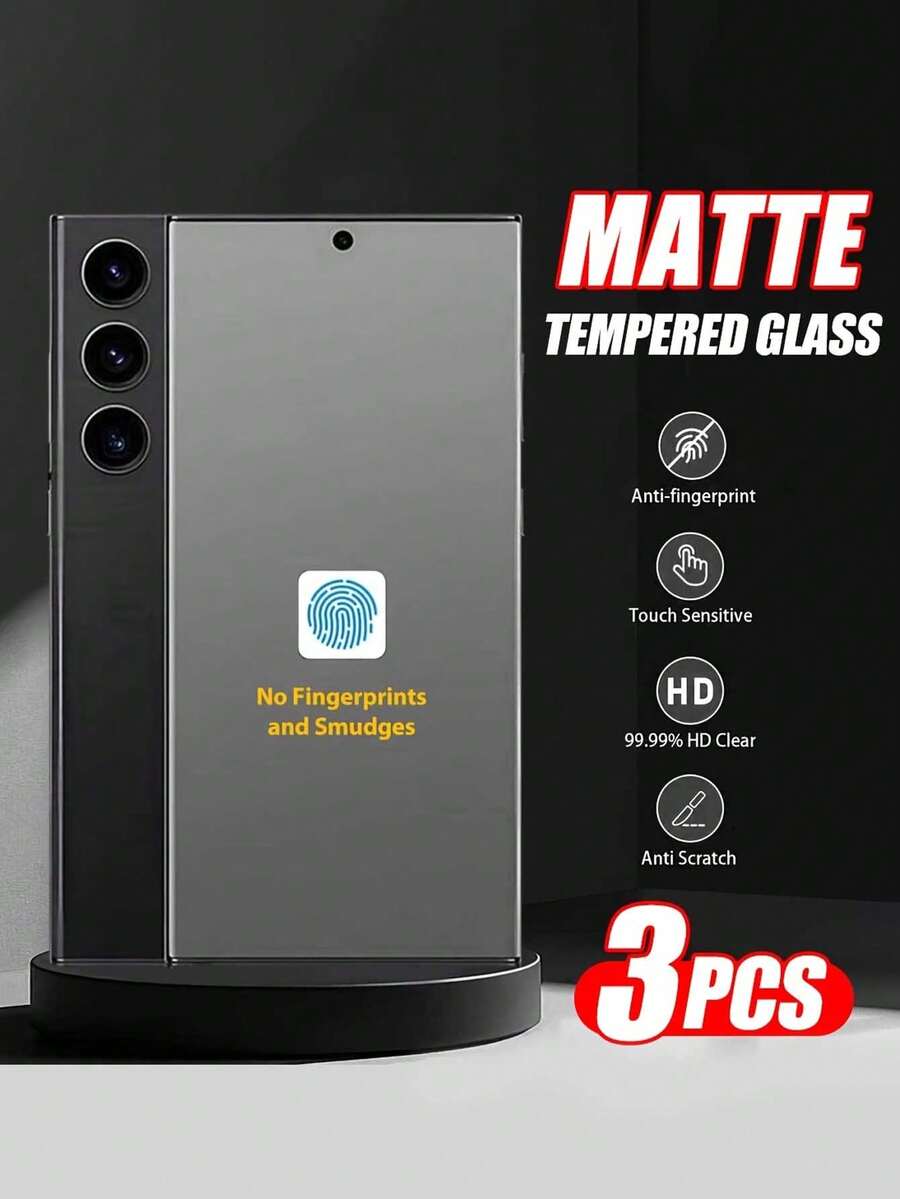 3 Pzs Protector de Pantalla de Vidrio Templado Mate Compatible con Samsung Galaxy S25 Ultra/S25 Edge/S25/S25 Plus/S24/S24 Plus/S24 Ultra/S24 FE/S23/S23 Plus/FE/S22/S22 Plus, Cobertura Completa Anti-Brillo y Anti-Huellas, sin Burbujas, Suave como la Seda Regalo para Cumpleaños, Familia, Amigos Protector de Pantalla de Teléfono, Accesorios de Teléfono - transparente - Ver 1