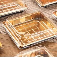 20个金色寿司盒，高端一次性外卖盒，带盖，防雾盖，日式商业包装盒，适合情人节食品包装，心形包装盒 - 多色(含蓋) - 查看 3