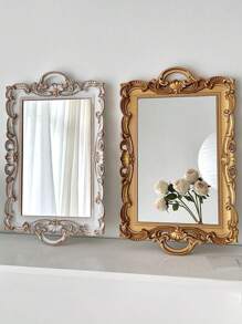 1 pieza Bandeja decorativa de estilo vintage desgastado, tipo Ins, bandeja de plástico para postres, bandeja de espejo, bandeja de tocador, bandeja de decoración real, accesorio para bodas, accesorio de fotografía, organizador de joyas, bandeja DIY hecha a mano para velas y perfumes, bandeja de exhibición de floristería, decoración del hogar (pintura desgastada, efecto de graffiti aleatorio) para organizador de almacenamiento de mujeres, artículos esenciales de viaje, regreso a la escuela, almacenamiento de dormitorio, decoración de otoño