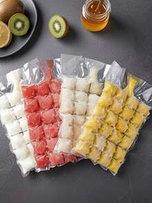 2400 piezas Bolsa de hielo desechable de verano Bandeja de cubitos de hielo sellada Molde de cubitos de hielo transparente para uso doméstico Herramienta de molde de cubitos de hielo de maracuyá - Multicolor - Ver 2