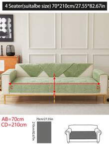 1pc Sofa Cushion Cover, Modern Minimalist Non-Slip Sofa Throw Blanket, All Season Machine Washable Dust-Proof Thick Plush Couch Cover, Green Living Room Decor Gift, Washable Non-Fading Soft Plush, Pet Friendly Fit L-Shaped Sofa And 1/2/3/4 Seats, Adjustable For Bedroom