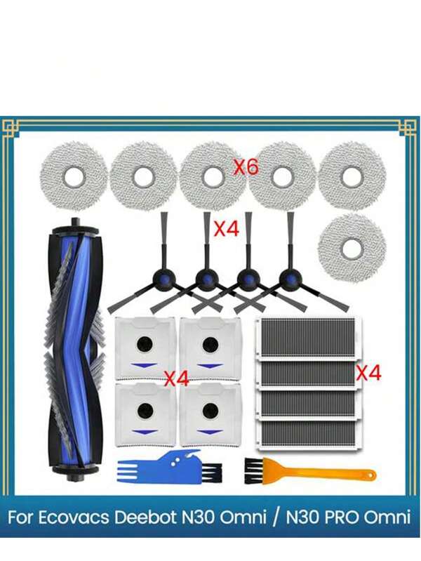 Suitable For Ecovacs Deebot N30 Omni/N30 PRO Omni Robot Vacuum Cleaner Replacement Accessories Sweeper Replacement Parts Main Brush Hepa Filter Mop Pad Spare Parts