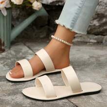 1 Pair Women's Double Strap Flat Sandals, Comfortable Casual Shoes Suitable For Summer Outdoor And Beach Travel, Bohemian Style