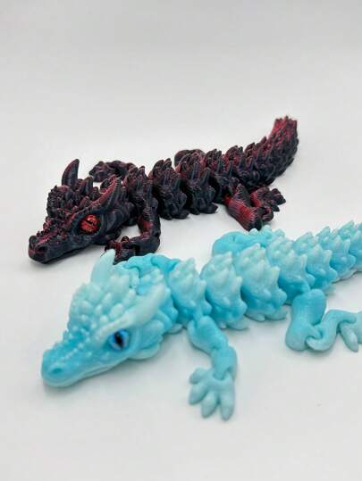 Multi-Color Dragon Model Toy - With Articulated Joints, 3D Printed Scaled Dragon [Alligator Dragon] Toy, Can Be Posed Freely, Desktop Art Ornament, Colorful Home And Office Decor, Creative Collectible, Suitable As Office & Home Decor Accessory, Fit For Various Room Decoration, Can Be Given As Holiday Gift