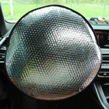 1 pieza Cubierta de volante de coche de verano de aluminio, protección de calor y anti quemaduras, cubierta plegable de película de aluminio, cubierta parasol, cubierta anti suciedad del volante del coche, cubierta del mango del coche, cubierta de volante de coche de película